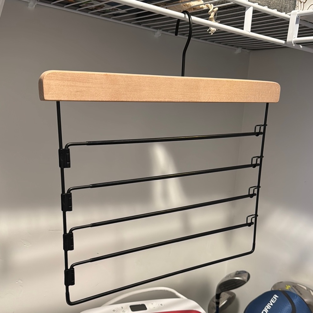 Wood and Black Metal Pants Hanger